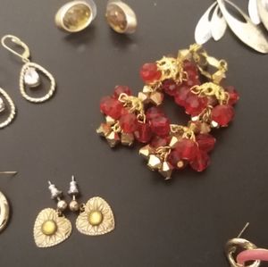 8 pairs gold tone earrings